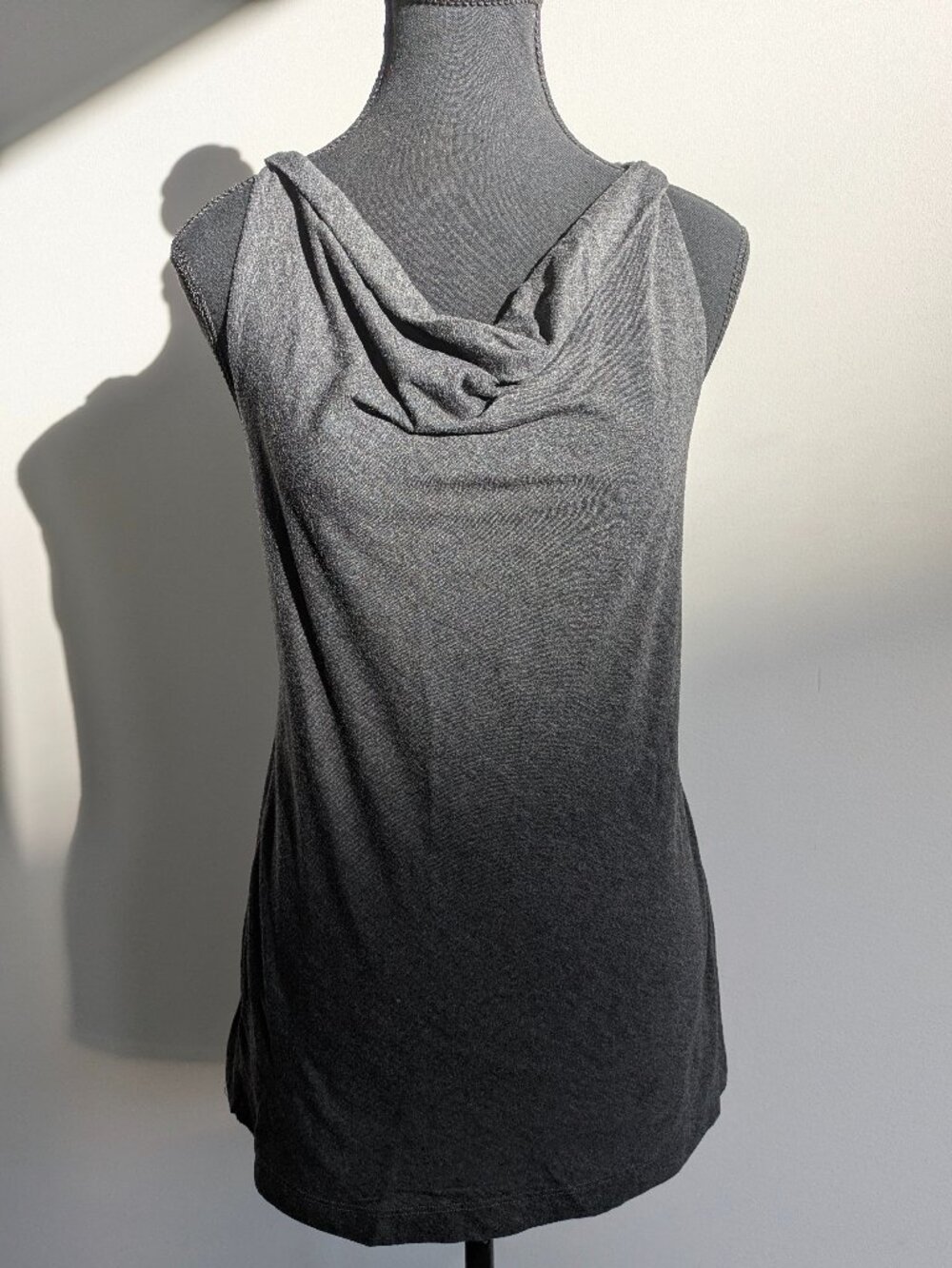 Lolë Grey Draped Neck Sleeveless Top Size M